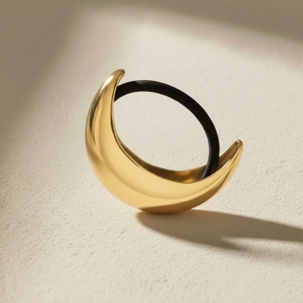 18K Gold Plated Sculptural Chunky Modern Ponytail Cuff Hair Tie